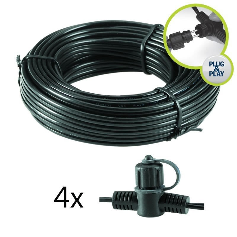 Techmar Garden Lighting UK Outdoor Lights Low Voltage DIY 8m Main Cable SPT-1 With 4 Connectors