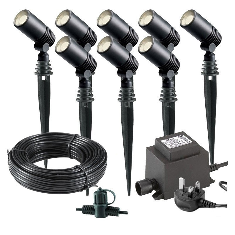 Techmar Garden Lighting UK Outdoor Lights Low Voltage Alder 12V Plug & Play LED Garden Lights Bundle - 8 Light Kit. 2