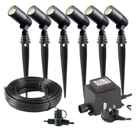 Techmar Garden Lighting UK Outdoor Lights Low Voltage Alder 12V Plug & Play LED Garden Lights Bundle - 6 Light Kit. 2