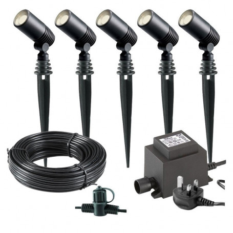 Techmar Garden Lighting UK Outdoor Lights Low Voltage Alder 12V Plug & Play LED Garden Lights Bundle - 5 Light Kit. 2