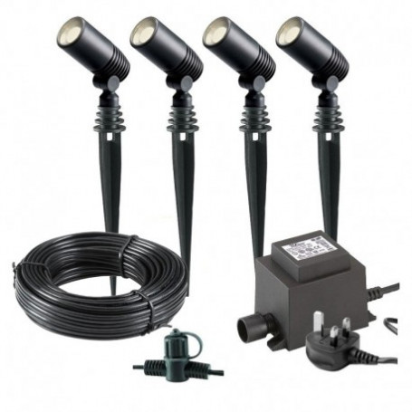Techmar Garden Lighting UK Outdoor Lights Low Voltage Alder 12V Plug & Play LED Garden Lights Bundle - 4 Light Kit. 2