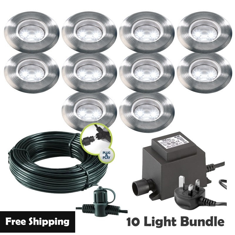 Techmar Garden Lighting UK Outdoor Lights Low Voltage Astrum 12V Plug & Play Garden Deck Light Bundle - 10 Light Kit. 1