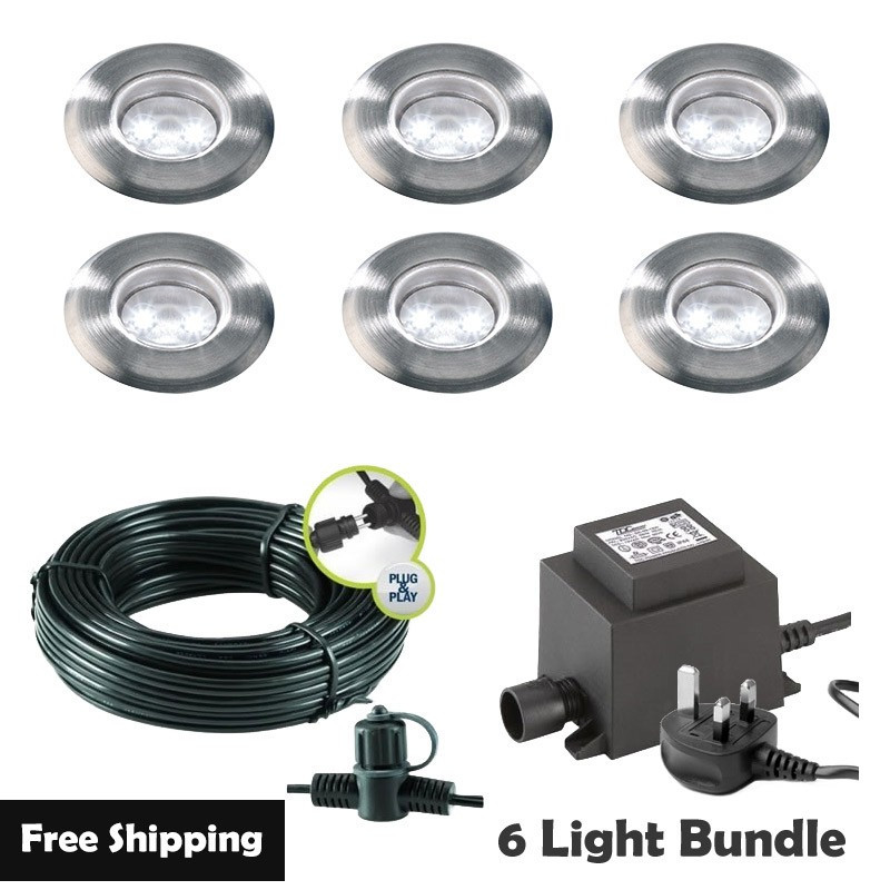 Techmar Garden Lighting UK Outdoor Lights Low Voltage Astrum 12V Plug & Play Garden Deck Light Bundle - 6 Light Kit. 1