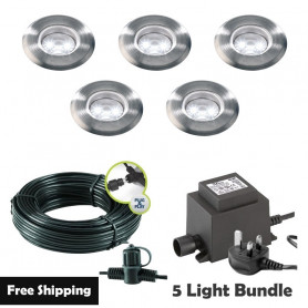 Techmar Garden Lighting UK Outdoor Lights Low Voltage Astrum 12V Plug & Play Garden Deck Light Bundle - 5 Light Kit. 1