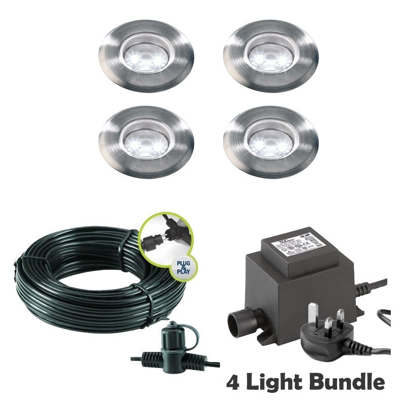Techmar Garden Lighting UK Outdoor Lights Low Voltage Astrum 12V Plug & Play Garden Deck Light Bundle - 4 Light Kit. 1