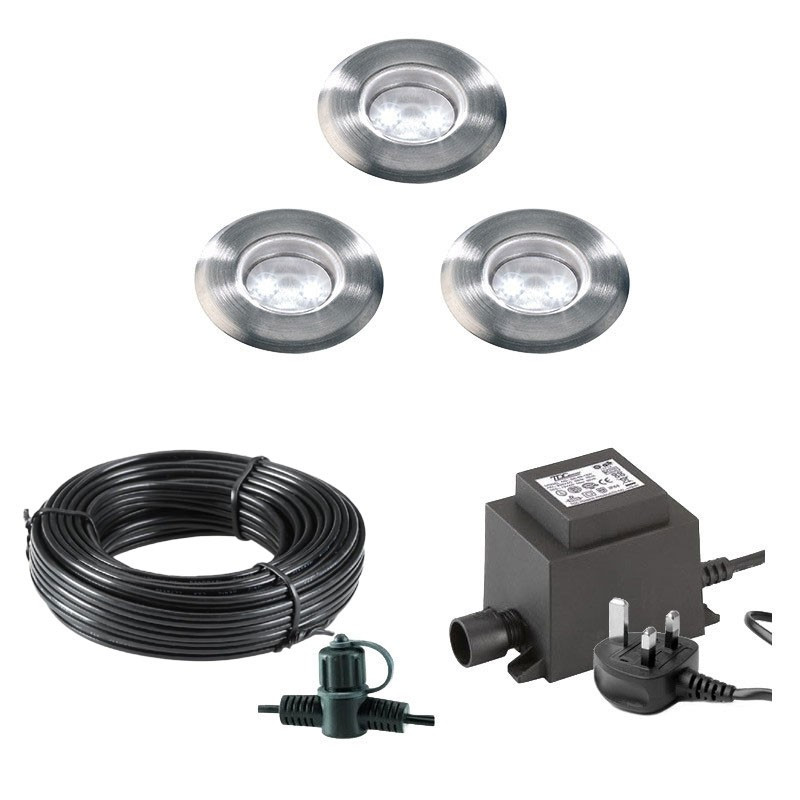 Techmar Garden Lighting UK Outdoor Lights Low Voltage Astrum 12V Plug & Play Garden Deck Light Bundle - 3 Light Kit. 2