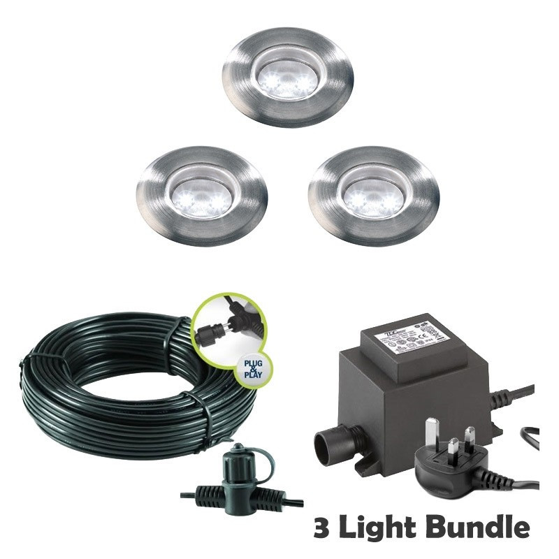 Techmar Garden Lighting UK Outdoor Lights Low Voltage Astrum 12V Plug & Play Garden Deck Light Bundle - 3 Light Kit. 1