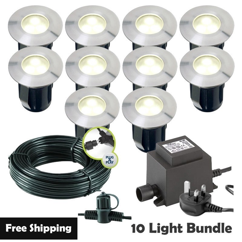 Techmar Garden Lighting UK Outdoor Lights Low Voltage Alpha 12V Plug & Play Garden Deck Light Bundle - 10 Light Kit. 1