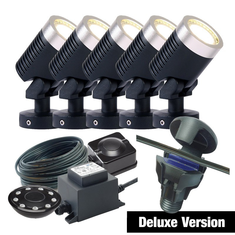 Techmar Garden Lighting UK Outdoor Lights Low Voltage DIY 5 light 5w Arcus Bundle + remote