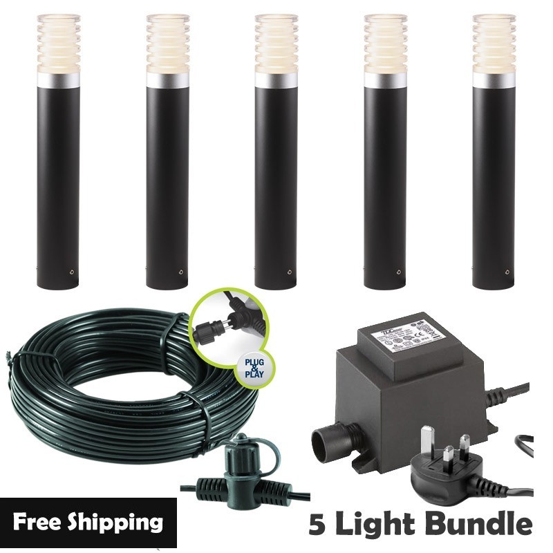 Techmar Garden Lighting UK Outdoor Lights Low Voltage Arco 40 LED Garden Post Light Bundles - 5 Light Kit. 1