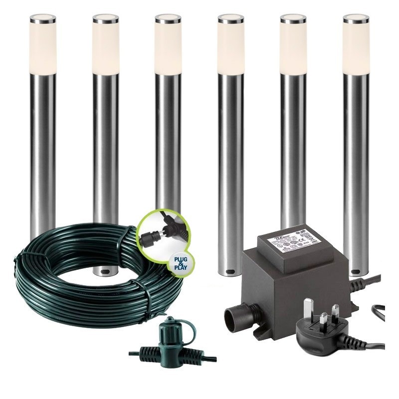 Techmar Garden Lighting UK Outdoor Lights Low Voltage Silia 12V Garden Post light Bundle - 6 Light Kit. 1