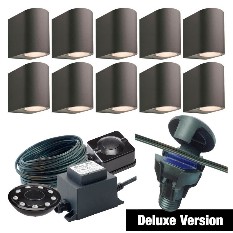 Techmar Garden Lighting UK Outdoor Lights Low Voltage DIY 10 Light Gilvus Deluxe Bundle + remote