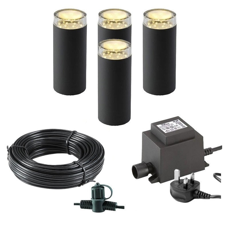 Techmar Linum 12V Plug & Play Garden Lights Bundle - 4 Light Kit 1