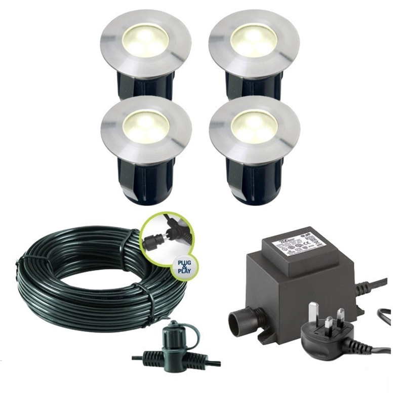 Techmar Garden Lighting UK Outdoor Lights Low Voltage Alpha 12V Plug & Play Garden Deck Light Bundle - 4 Light Kit. 5