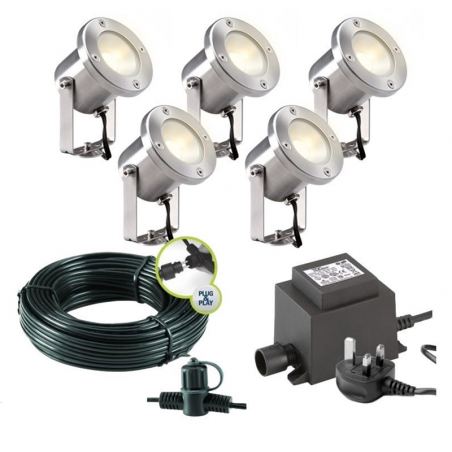 Techmar Garden Lighting UK Outdoor Lights Low Voltage Catalpa Garden Spotlights Bundle - 5 Light Kit. 3