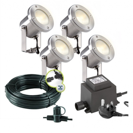 Techmar Garden Lighting UK Outdoor Lights Low Voltage Catalpa Garden Spotlights Bundle - 4 Light Kit. 3