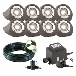 Techmar Garden Lighting UK Outdoor Lights Low Voltage Lapis LED Waterproof Rock Light Bundle - 8 Light Kit. 4