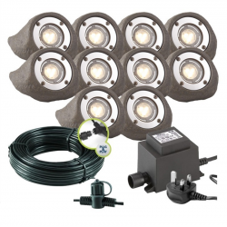 Techmar Garden Lighting UK Outdoor Lights Low Voltage Lapis LED Waterproof Rock Light Bundle - 10 Light Kit. 4