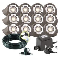 Techmar Garden Lighting UK Outdoor Lights Low Voltage Lapis LED Waterproof Rock Light Bundle - 12 Light Kit. 4