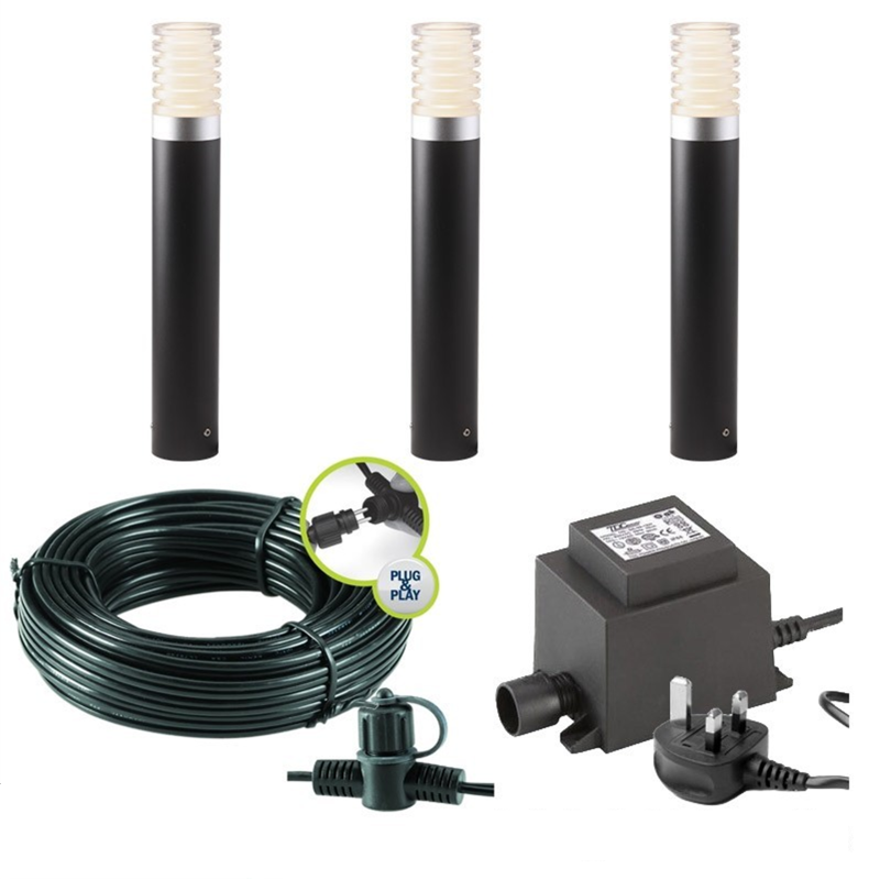 Techmar Garden Lighting UK Outdoor Lights Low Voltage Arco 40 LED Garden Post Light Bundles - 3 Light Kit. 3