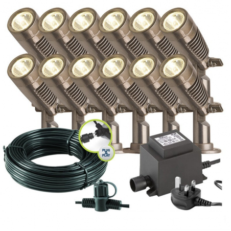 Techmar Minus Plug & Play LED Garden Spotlight Bundle - 12 Light Kit