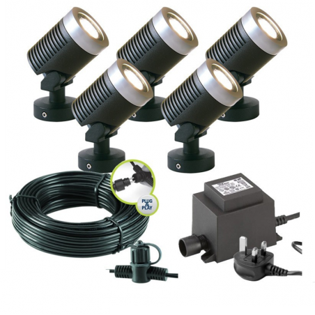 Techmar Arcus 12V Plug & Play Garden Spotlight Bundle - 5 Light Kit