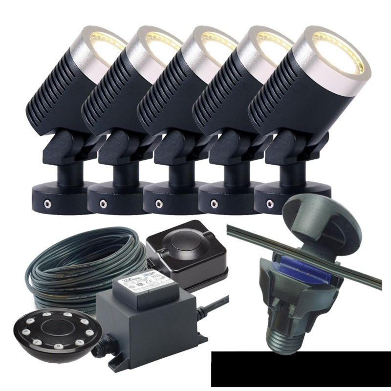 Techmar Garden Lighting UK Outdoor Lights Low Voltage DIY 5 light 5w Arcus Bundle + remote 3