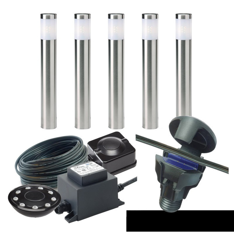 Techmar Garden Lighting UK Outdoor Lights Low Voltage DIY 5 light Albus Bundle + remote 2