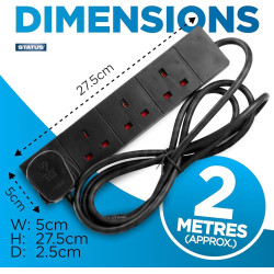 13A 4-Gang Black Extension Lead 2M (2)