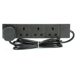 13A 4-Gang Black Extension Lead 2M