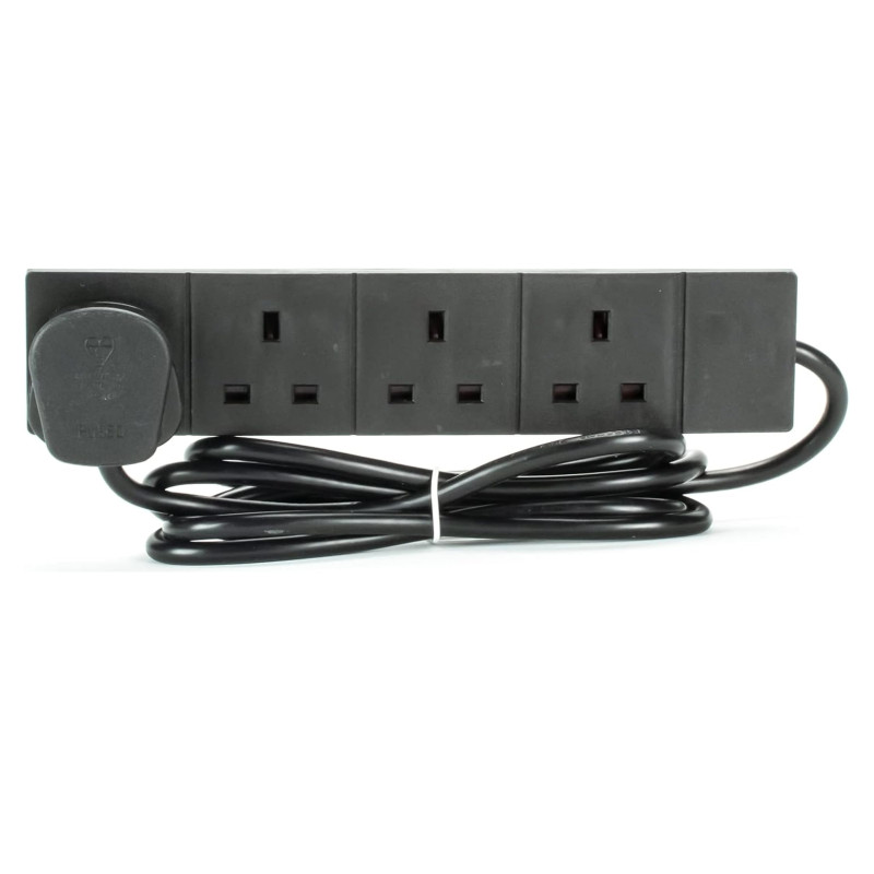 13A 4-Gang Black Extension Lead 2M